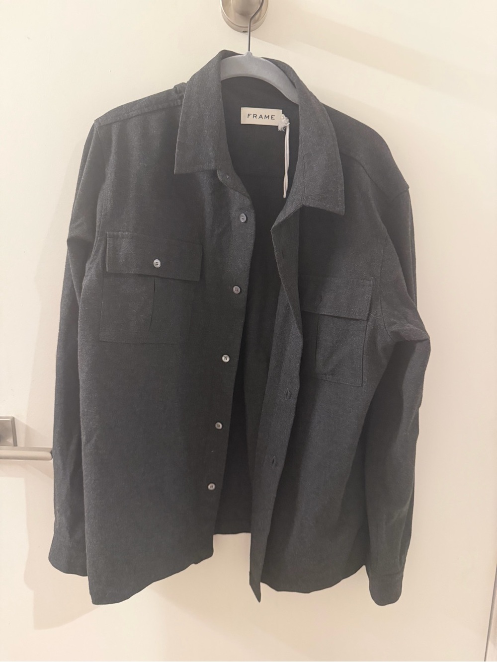 Frame Denim Men's Charcoal Button-Front Shirt Jacket